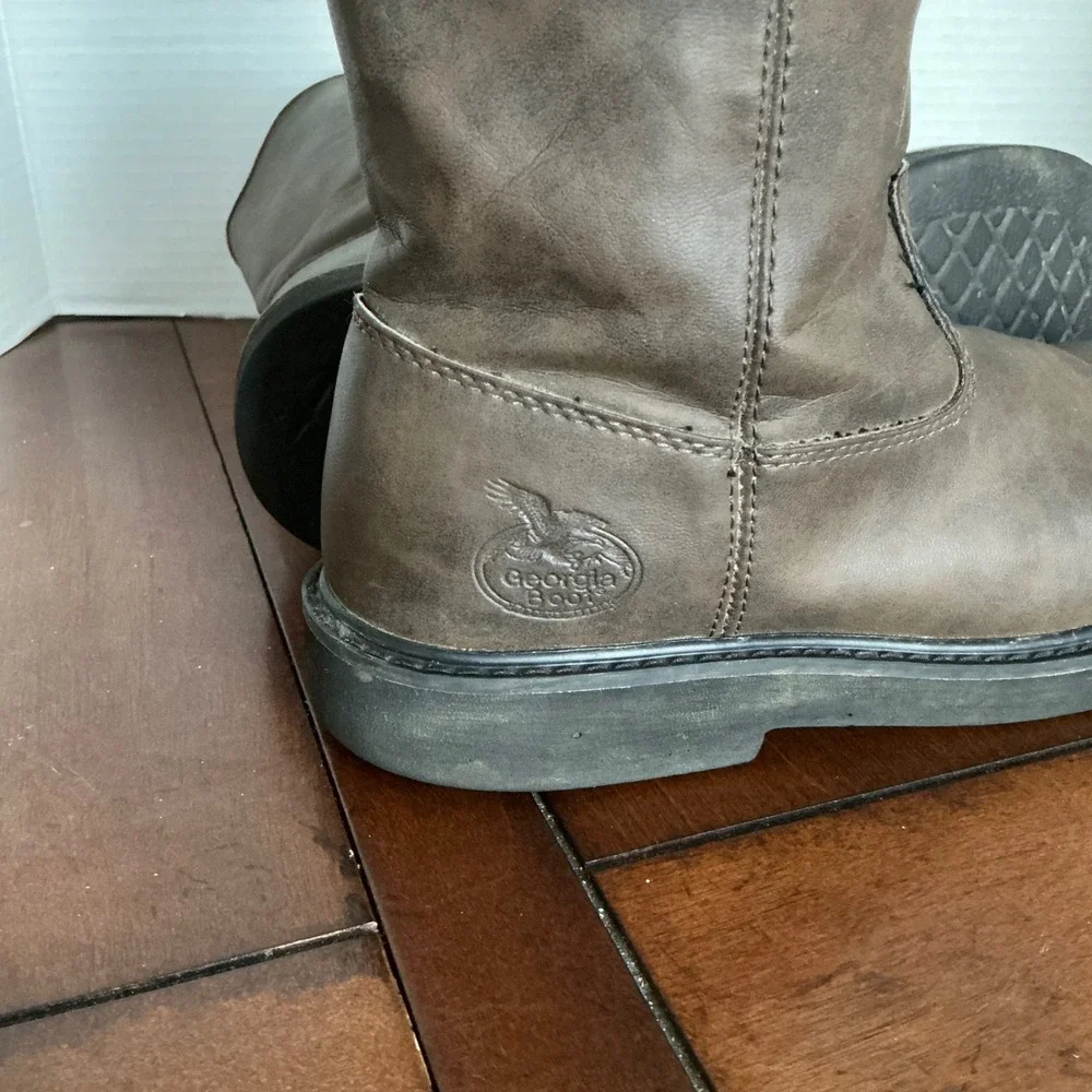Georgia Boot Kids G100 Brown Pull‎ On Work Boots Size 5M